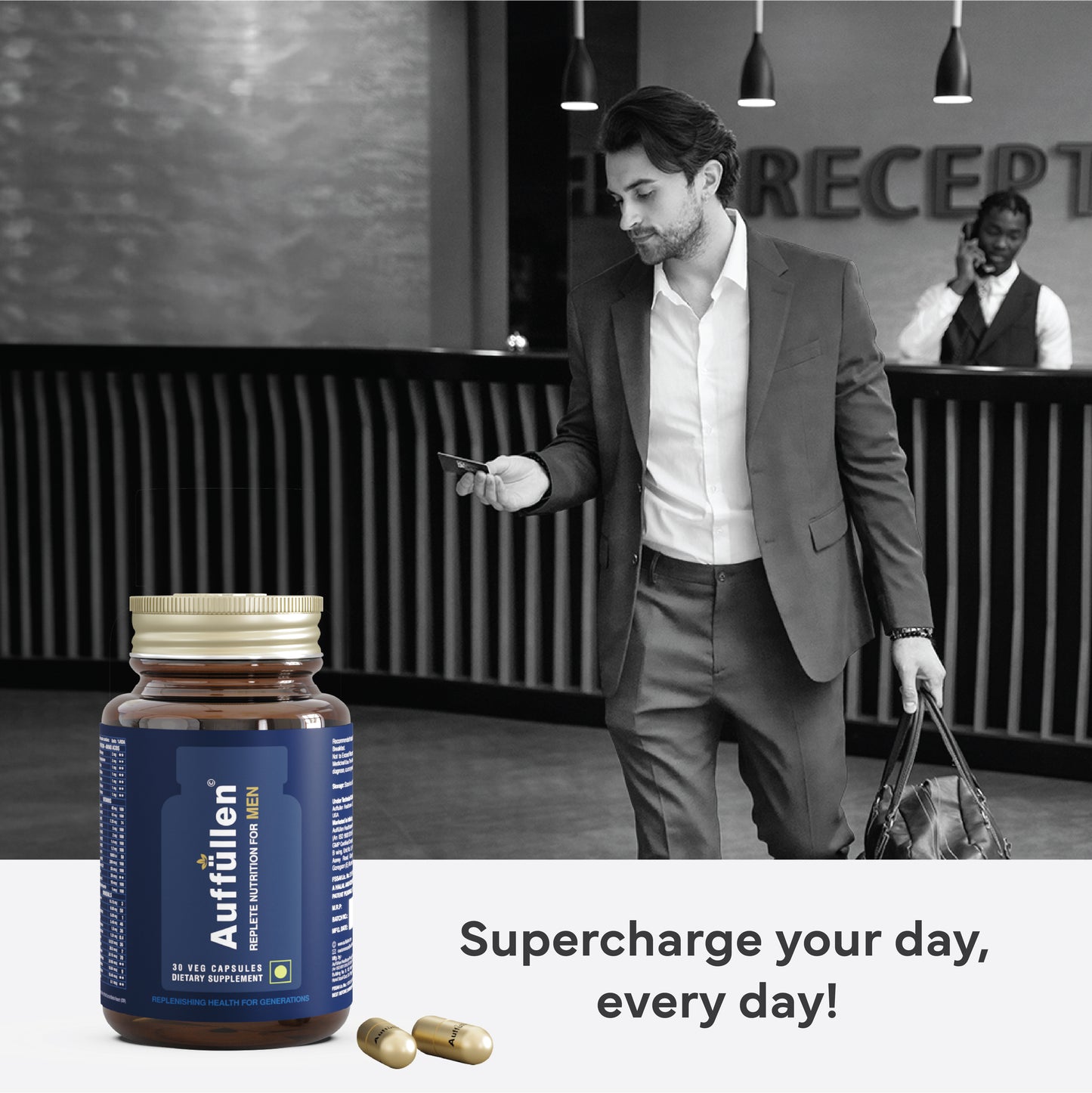 Auffüllen for Men: 66 Ingredients in 1 Capsule will complete the daily requirement of total health, Heart Health, Muscle Strength and Mental Clarity